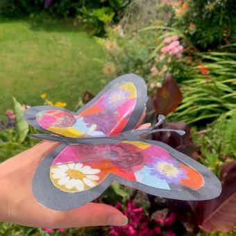Hand puppet butterfly make from colourful paper